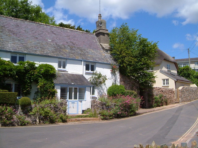 Stone cottages in the village of Stoke Gabriel, South Devon